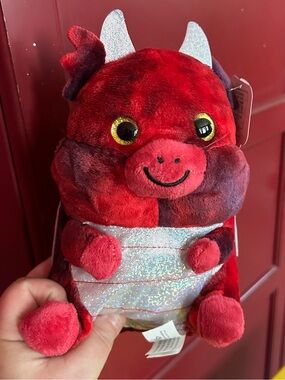 NWT Nanco Red & Silver Dragon Plushie